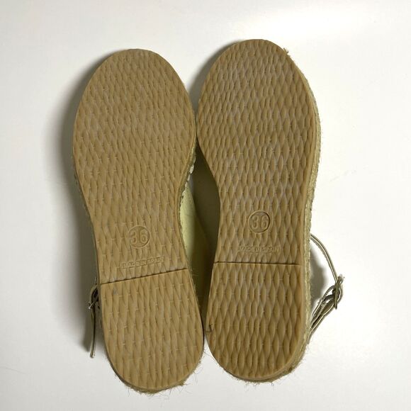 New Free People Mason Ballet Espadrille Flats Womens 6 Beige Leather Closed Toe - Picture 9 of 10